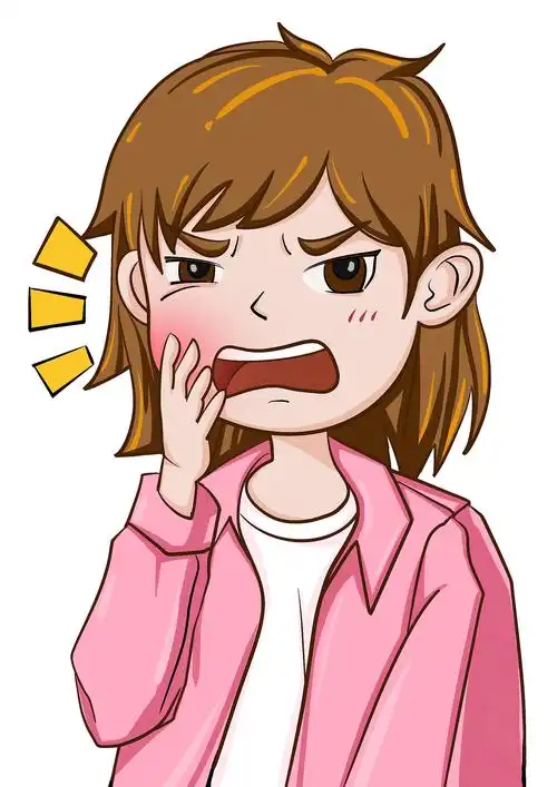 口腔医美插画 牙齿疼痛 女孩牙疼漫画