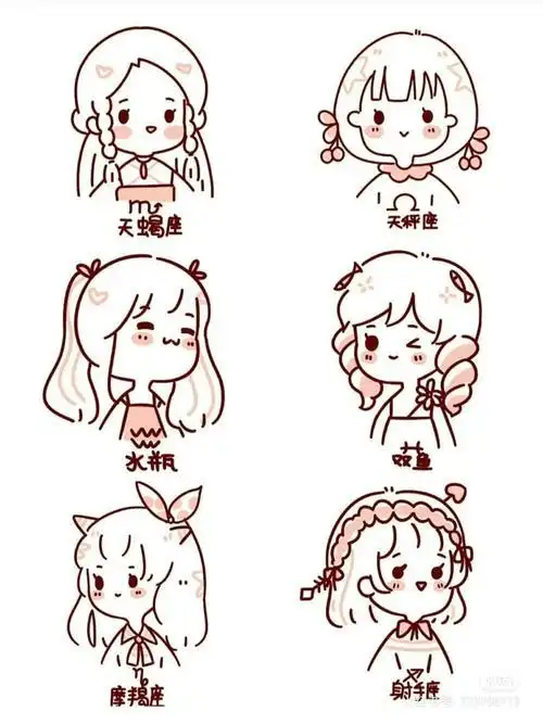 笔画12星座简笔画星座简笔画画个怪兽保护我文化绘画12星座女孩简笔画