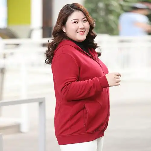 200斤大码连帽卫衣女胖子妈妈秋装加肥加大开衫大码女装