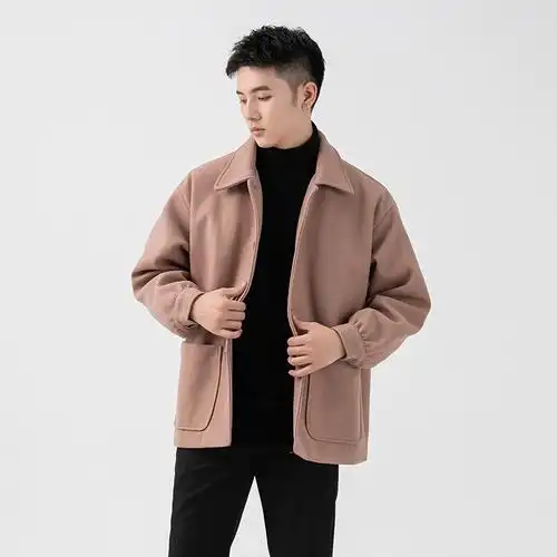 短风衣帅气男休闲外套宽松短款呢夹克秋冬b345-f102-p110