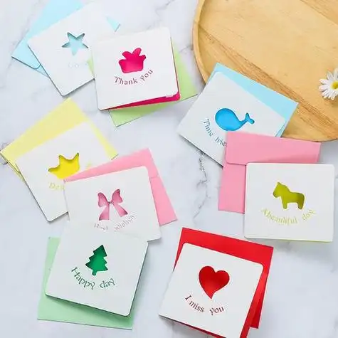 创意镂空小清新空白贺卡片diy情人节生日考试祝福贺卡小卡片定制