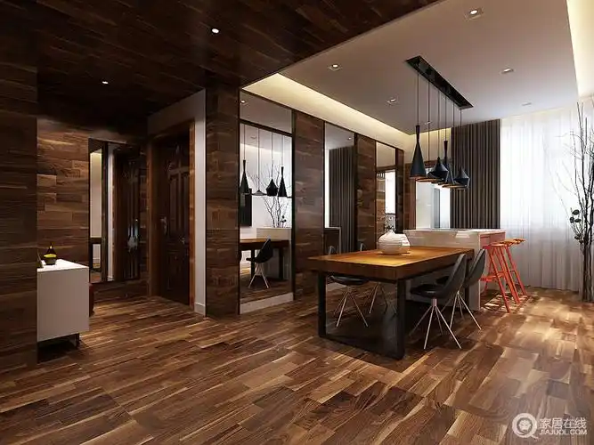 现代中式木板上墙装修效果图_木板包墙装修效果图_中式装修影视墙效果