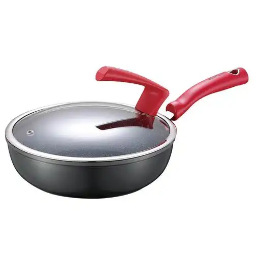 苏泊尔麦饭石色不粘锅平底煎锅炒菜锅家用少烟煎炒锅燃气适用