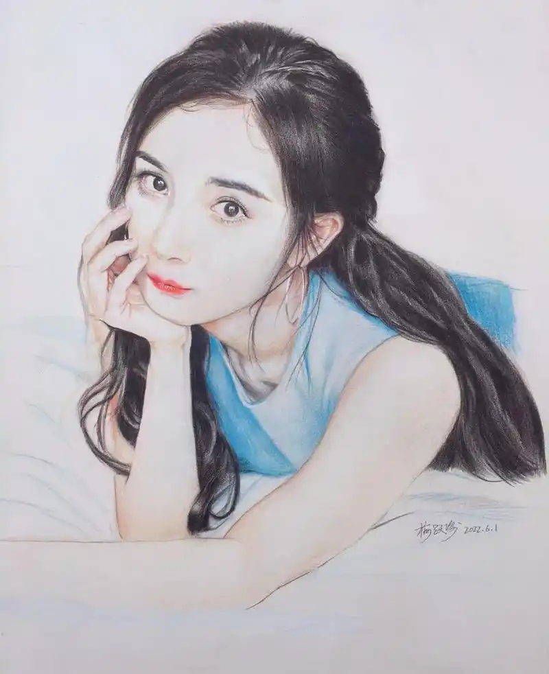 挑战成功哈哈#杨幂#素描#彩铅# - 抖音