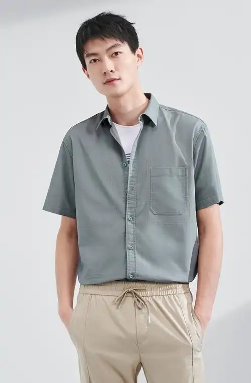 hla海澜之家短袖衬衫男2022夏季新款复古怀旧港风衬衫男短袖潮牌流行