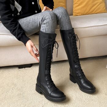 厚底长靴女内增高小个子高筒骑士靴小码弹力瘦瘦靴长筒靴女士长靴子