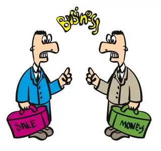 两个商人的敌人或对手.同事和办公室工作人员之间的工作冲突.