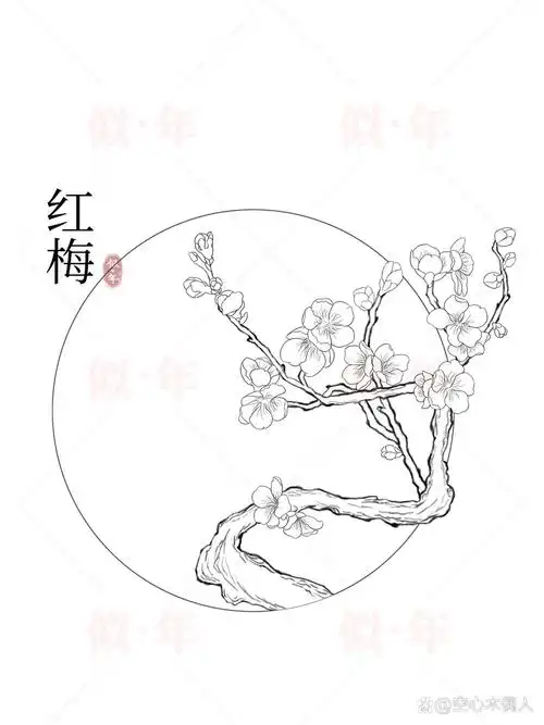 古风花卉之九 雪中红梅 我正在跟张小白学古风插画,学习打卡第29天