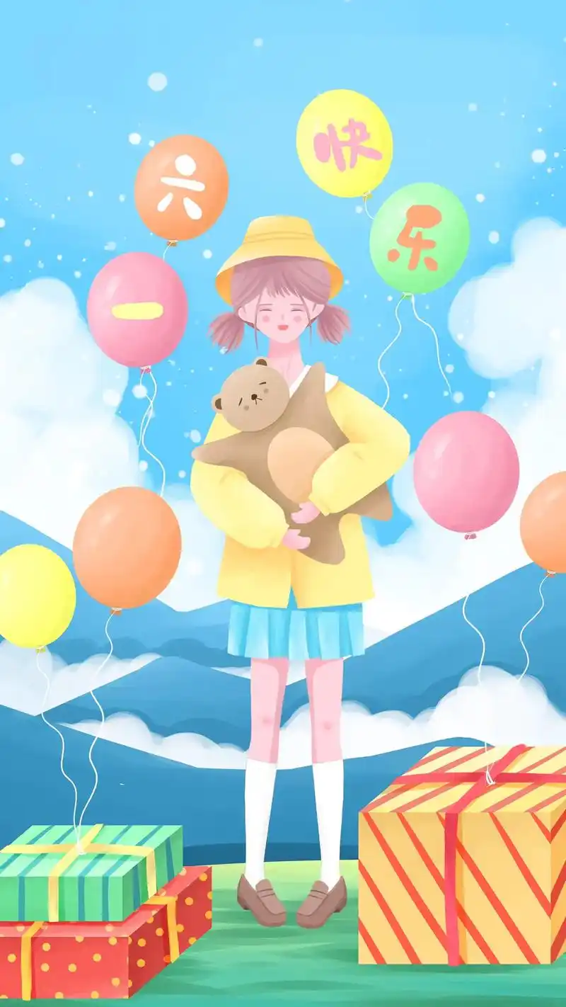 六一儿童节清新可爱壁纸小女孩