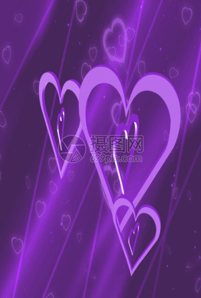 紫色三维爱心舞台h5动态背景素材