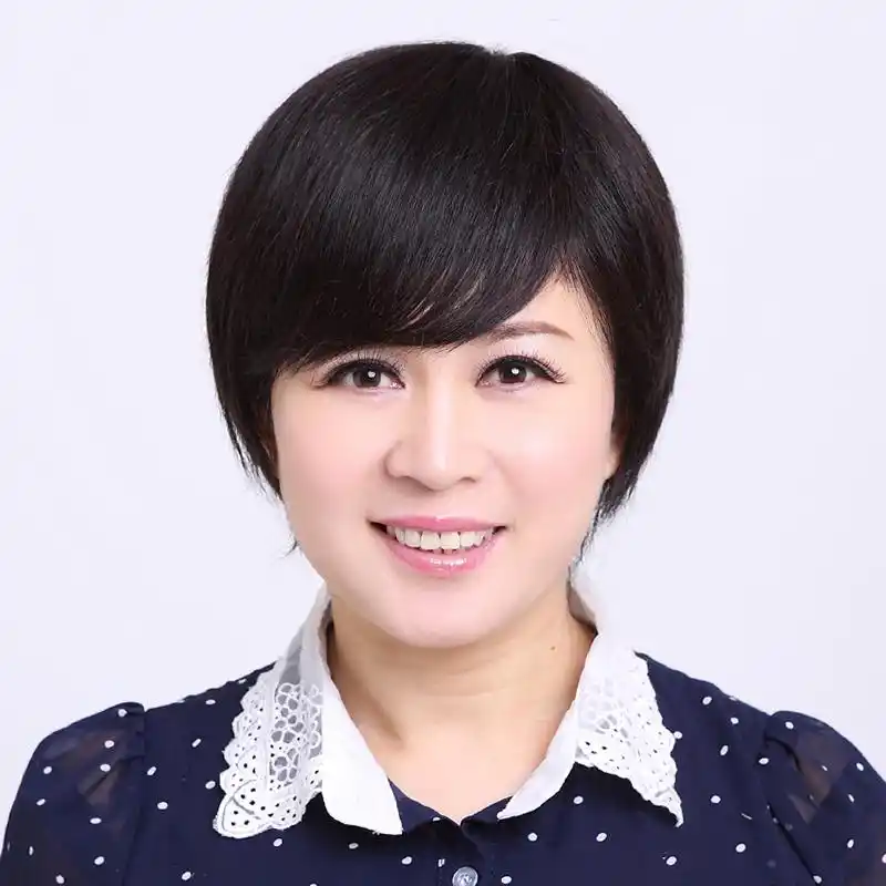 四百钱真发假发女短发 中老年妈妈假发套女士逼真时尚发型斜刘海