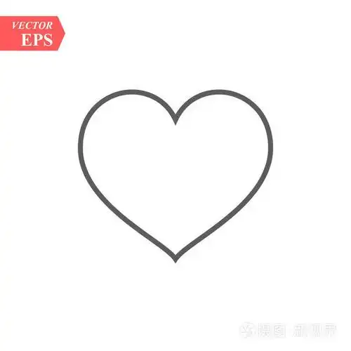 矢量插图.描边高品质符号.现代线条风格的心脏图标.eps10