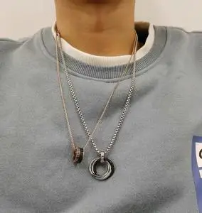 【guuka】张艺兴同款项链潮人男女百搭钛钢吊坠个性四环相扣