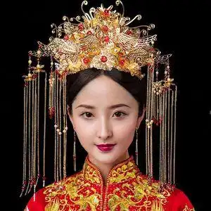 优美新款中式复古宫廷皇后帽子发饰古装新娘凤冠头饰结婚秀禾服配