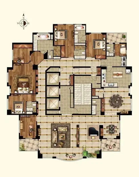1000平方超级大平层|户型|阳台|门厅|卧室|套房|户型图_网易订阅