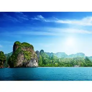 风景山水画海报蓝天白云青山绿水装饰画自然美景墙贴画挂画f677