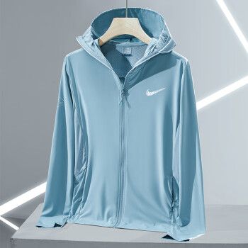 耐克冰丝防晒衣男夏季新款潮流大码男装皮肤衣男士户外运动外雾蓝色