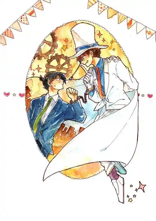 工藤新一与怪盗基德cp插画图片