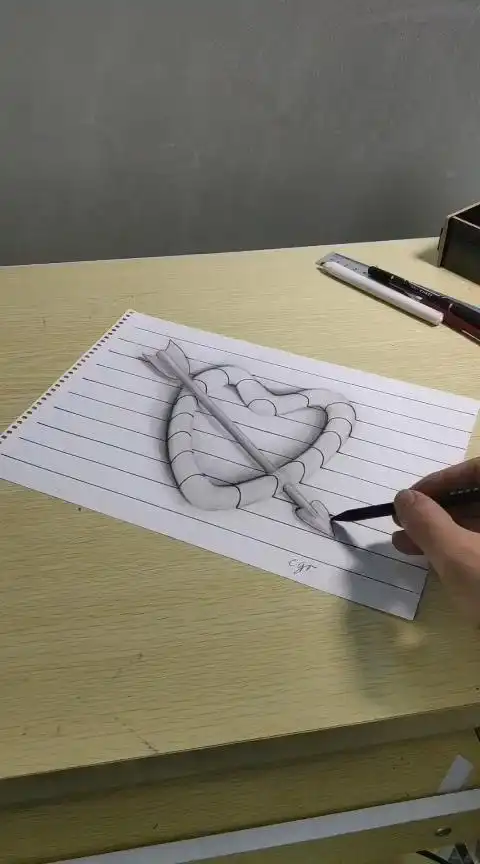 每天一点冷知识#七月七,教会你画3d立体图来表白,更多手绘作品上传