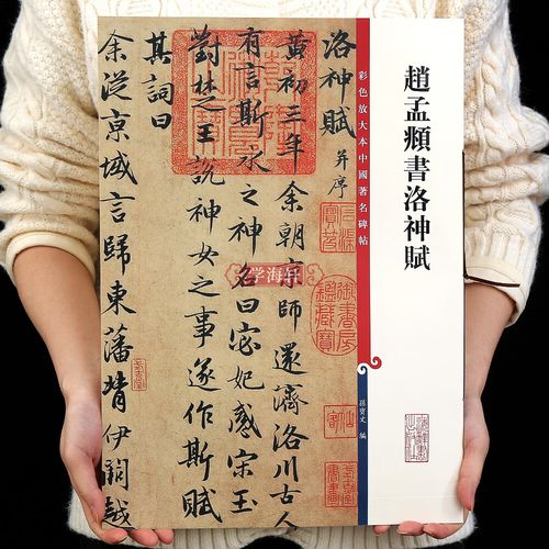 赵孟頫书洛神赋 高清彩色放大中国碑帖繁体旁注赵体赵孟俯行书毛笔