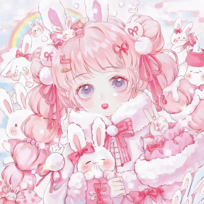 卡哇伊粉色动物小兔子闺蜜系列头像 又又又来更新可爱小兔子系列头像