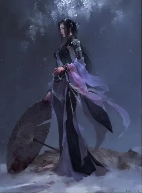 一夜催花雨,徒留油纸伞,古风御姐绘画过程【喜娃】