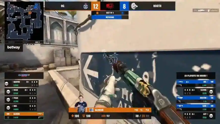 aleksib的1v3残局,小身位晃到msl头皮发麻,awp直架都架不住?