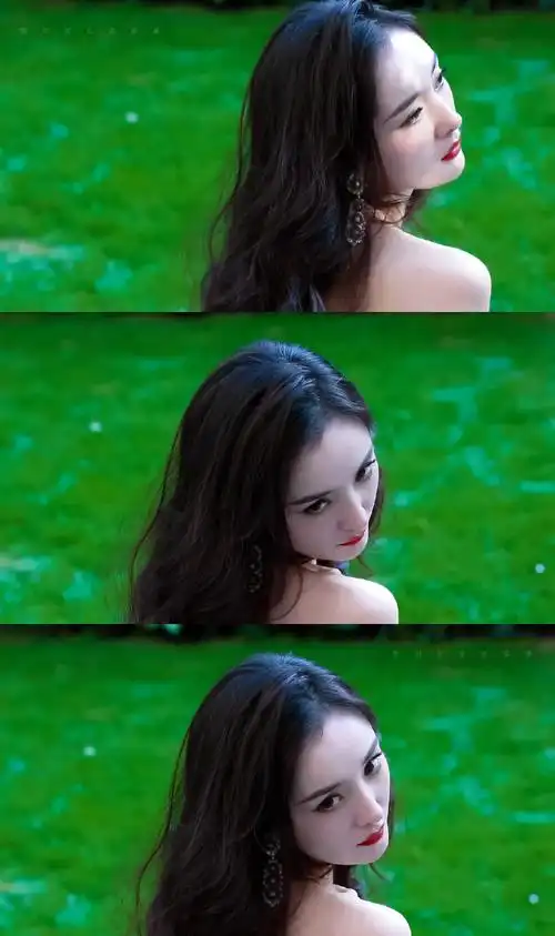 杨幂绿色水波烟雨绸缎长裙