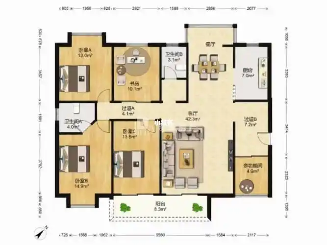 集美桥头 公园城 最美户型5房 带200平露台