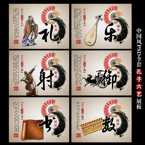 【psd】精美中国风psd全套孔子六艺