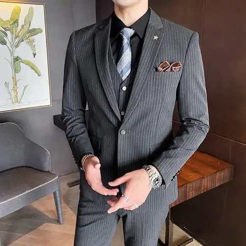 西服套装男士修身商务休闲职业正装新郎伴郎结婚礼服帅气小西装男