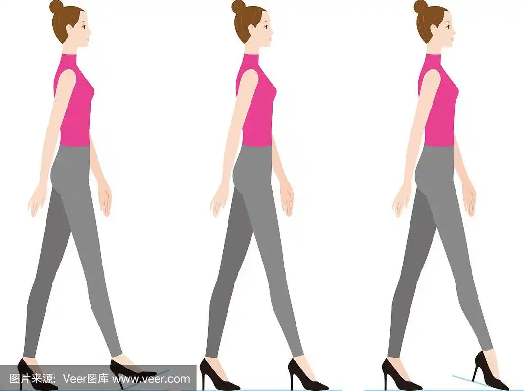 穿高跟鞋走路的女人.