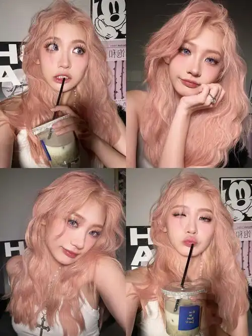 9999玫瑰粉中带有一点杏色,很提气色,爆炸显白919191染完