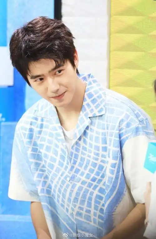 刘昊然今天的活动造型图,蓝色格纹衬衫好清新啊!