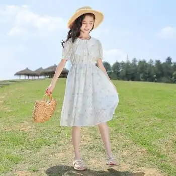 汤灵鼠女童连衣裙夏季女孩裙子 9-12岁新款儿童公主裙子夏天薄款洋气