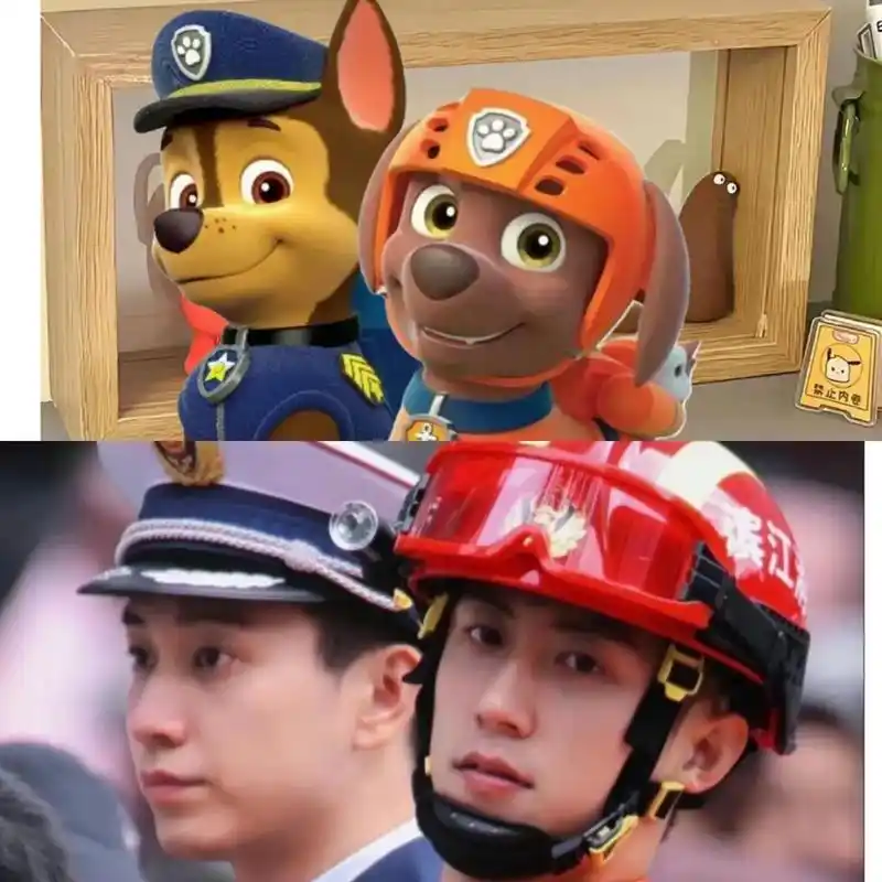 阿奇和路马来喽#王子奇#黄景瑜#汪汪队立大功 #他从火光中走 - 抖音
