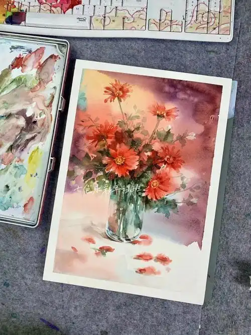 春到新年第一画水彩写意花卉附步骤图