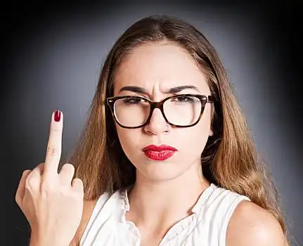 女孩,中间,中指