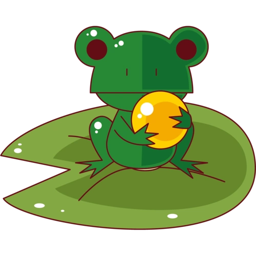 卡通手绘站在荷叶上的青蛙