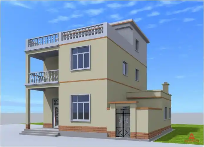 95x12两层半农村自建房设计图方案效果图小别墅图纸带侧院子厨房全套