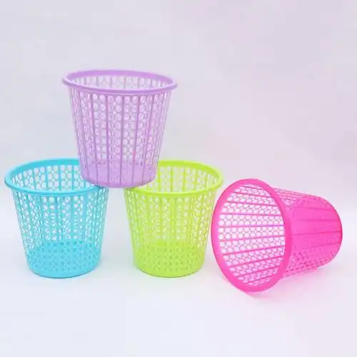 圆形镂空家用塑料筐垃圾桶 厨房办公室日用品 酒店客厅卧室垃圾筐