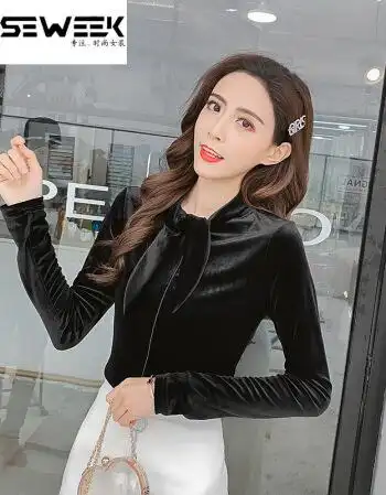 韩版加绒套头蝴蝶结衬衣chic上衣女初中高中生学生女青年少女孩 黑色