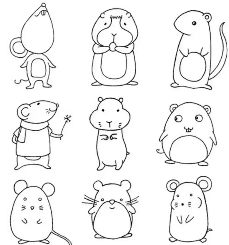 小老鼠简笔画来啦 各种不同造型的,宝贝们去选吧,打算出个十二生肖的