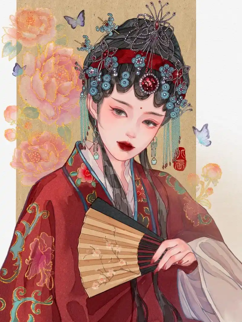 国粹戏曲古风水彩ipad画画