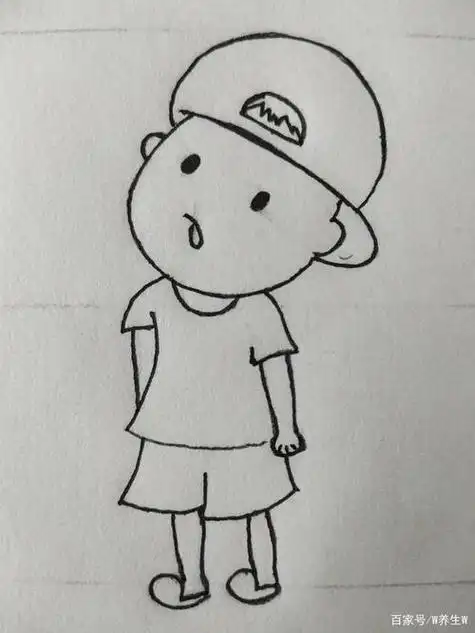 可爱男生简笔画站立