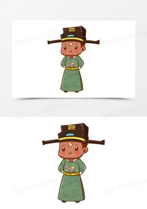卡通手绘q版年轻包青天元素