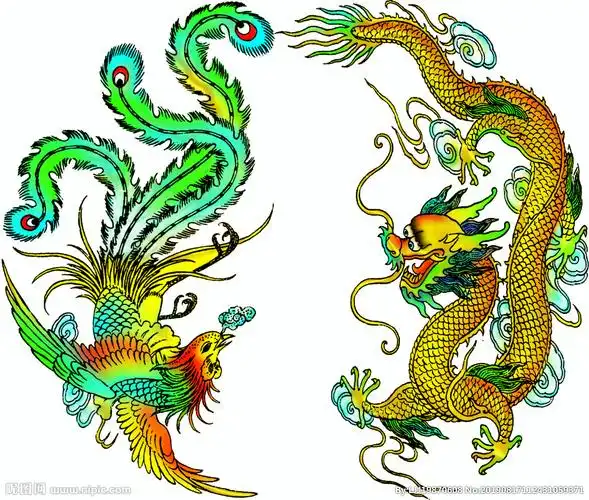 龙凤纹理与颜色分层婚庆图片