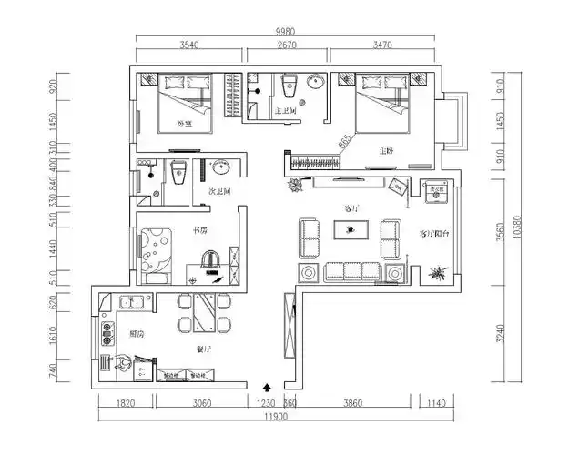 本户型为标准的三室两厅户型图.很标准的哦.