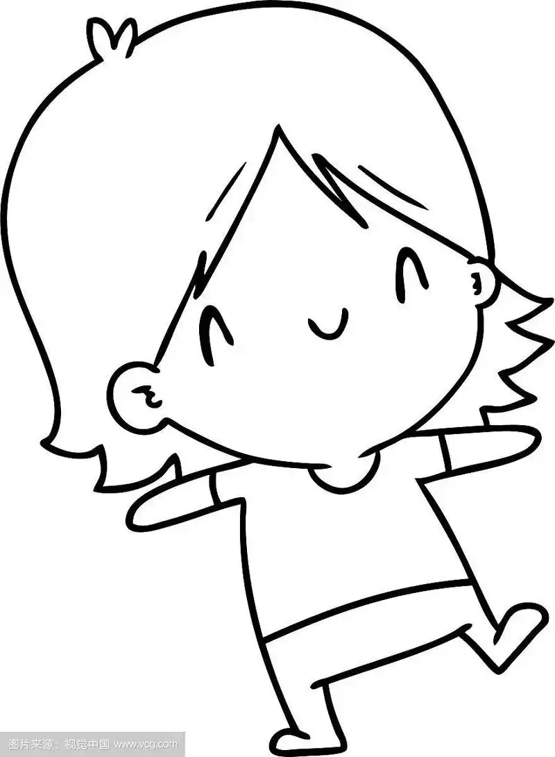 一个可爱可爱的女孩的线条画