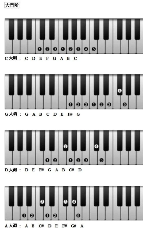 钢琴音阶指法图